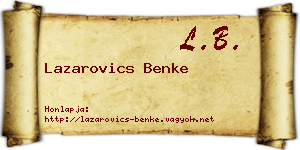 Lazarovics Benke névjegykártya